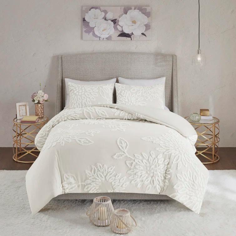Kelly Clarkson Home Gwyneth 3 Piece Tufted Cotton Chenille Floral Duvet Cover Set