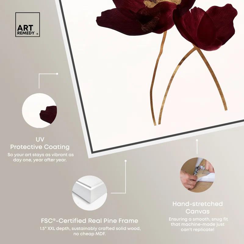 Art Remedy Art Remedy Wine Flowers Framed Floral Fine 1 Piece Canvas Wall Art 57114