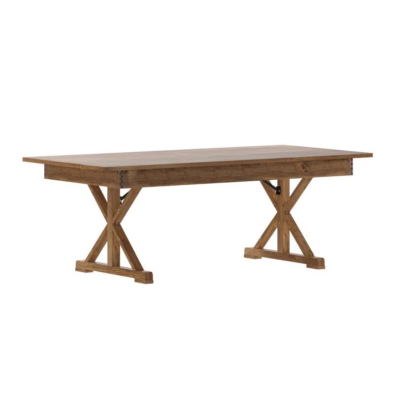 Flash Furniture Eternity Rectangular Solid Pine Farm Dining Table with Folding X-Style Legs