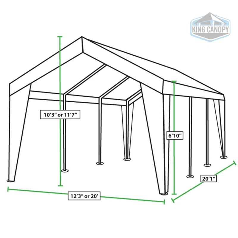 King Canopy Expandable Canopy 12ft x 20ft or 20ft x 20ft Steel Frame with 8 Legs