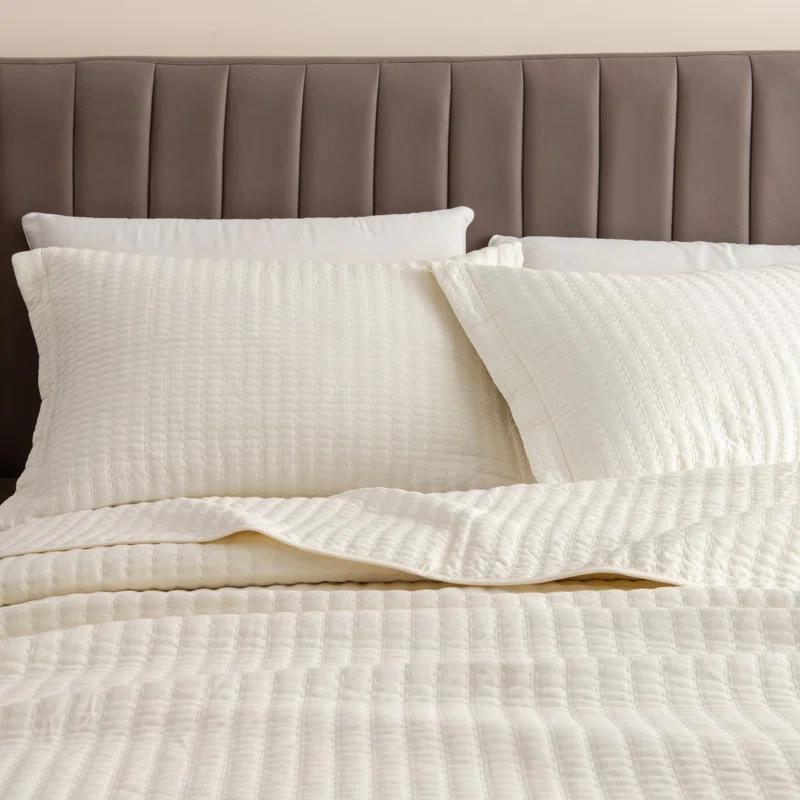 FreshFolds Modern & Contemporary Stripe Stitched Quilt Set with Shams