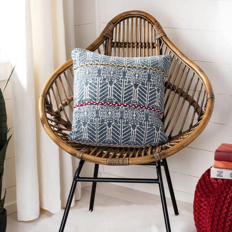 Larren 18'' Square Embroidered Cotton Boho Pillow