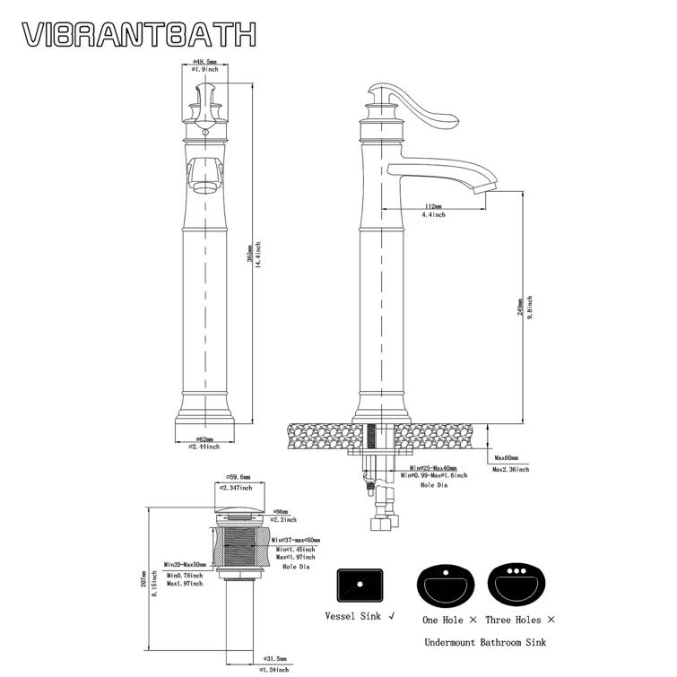 VIBRANTBATH Vessel Sink Bathroom Faucet with Drain Assembly & Reviews | Wayfair