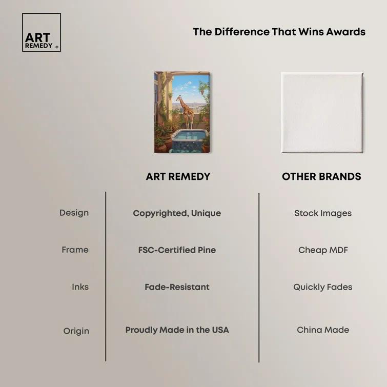 Art Remedy Giraffe Hot Tub Canvas Tropical Bathroom Wall Art by Art Remedy