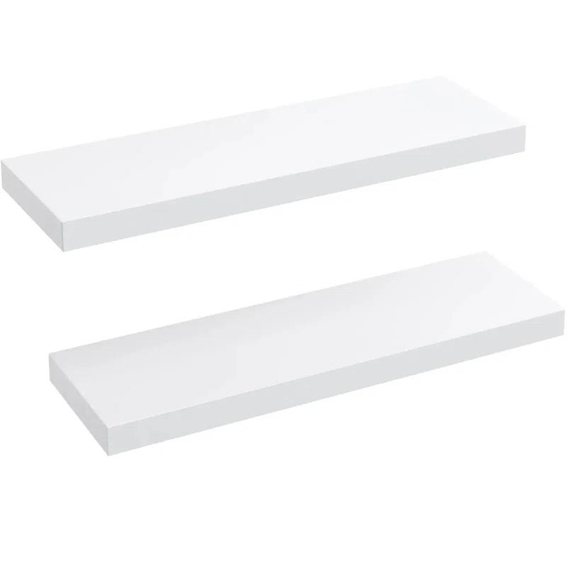 Latitude Run® Elbur 23.6 Inch Wide Wood Floating Shelves, Wall Shelf Display Shelves for Bathroom/Kitchen/Bedroom/Living Room (Set of 2)