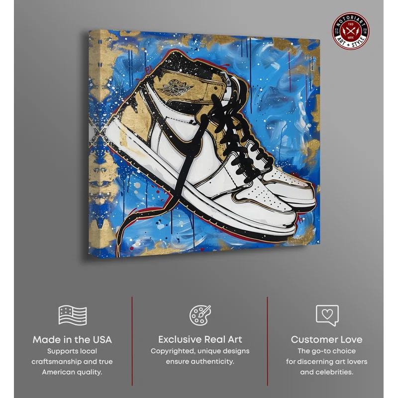 Notori Art Golden Sky Sneakers II Modern Sneaker Art Prints Wall Art by Notoriart
