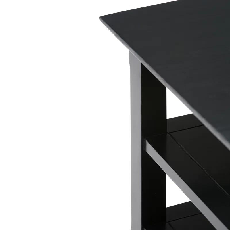 Simpli Home Acadian Solid Wood Transitional Table with Open Shelves