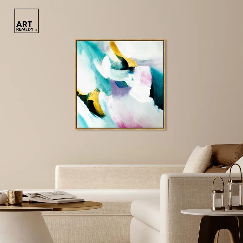 Art Remedy Art Remedy Still Violas Framed Blue Abstract 1 Piece Canvas Wall Art 56586