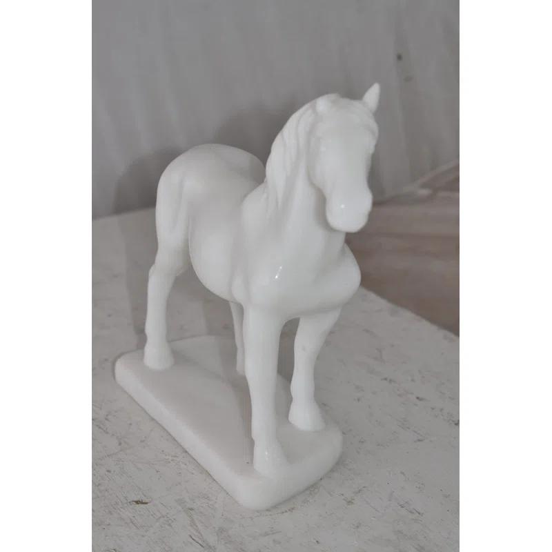 Standing Horse Made of White Marble Size: 11" x 5" x 9"H