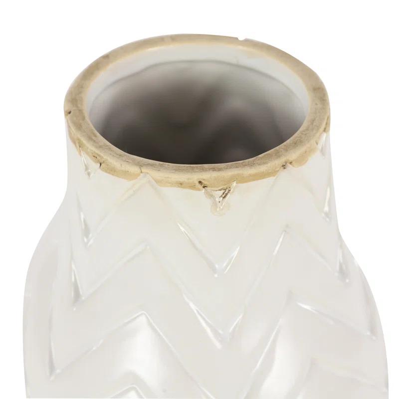 Porcelain Ceramic Decorative Vase with Brown Base
