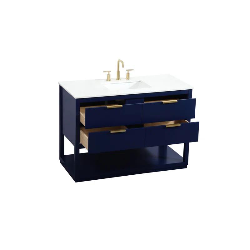 Hokku Designs Greenburg 48'' Single Bathroom Vanity with Engineered Marble Top
