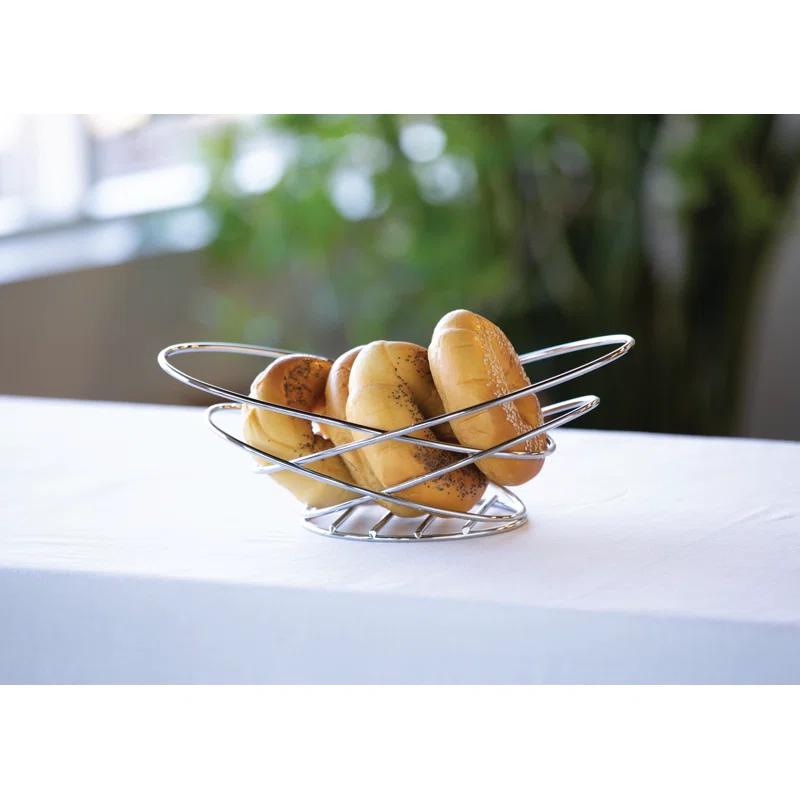 Service Ideas Oval 9" Stainless Steel Bread Basket
