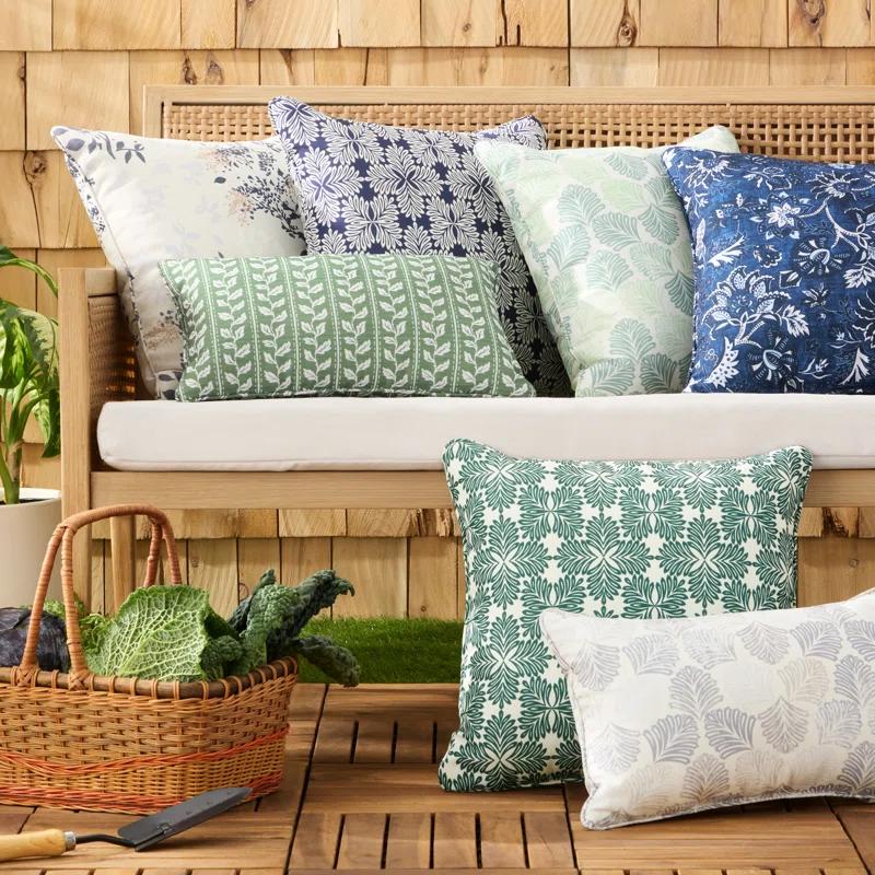 Martha Stewart MARTHA STEWART Distressed Jacobean Indoor Outdoor Lumbar Pillow 2-Pack Set, 18" (Set of 2)