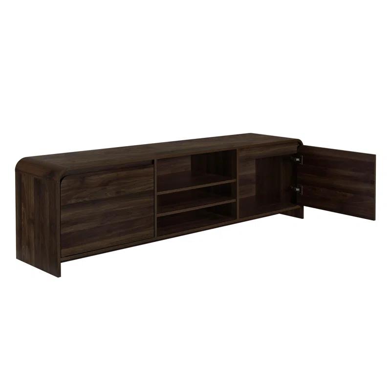 Benjara Maria TV Stand Media Cabinet, 2 Drawer And Shelves, Wood 71 Inch