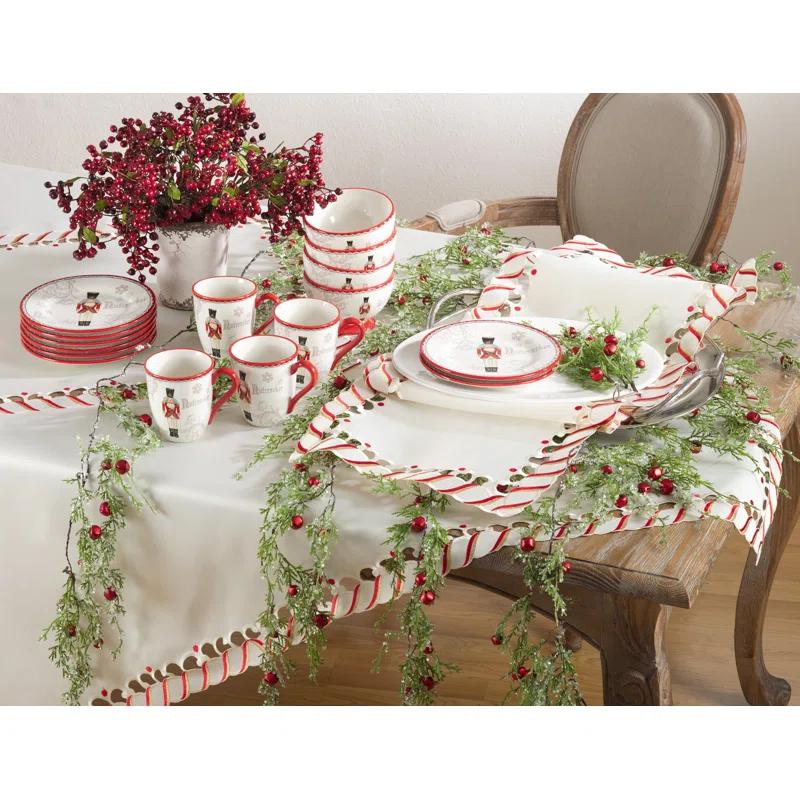 Saro Bonbon Striped Christmas Tablecloth