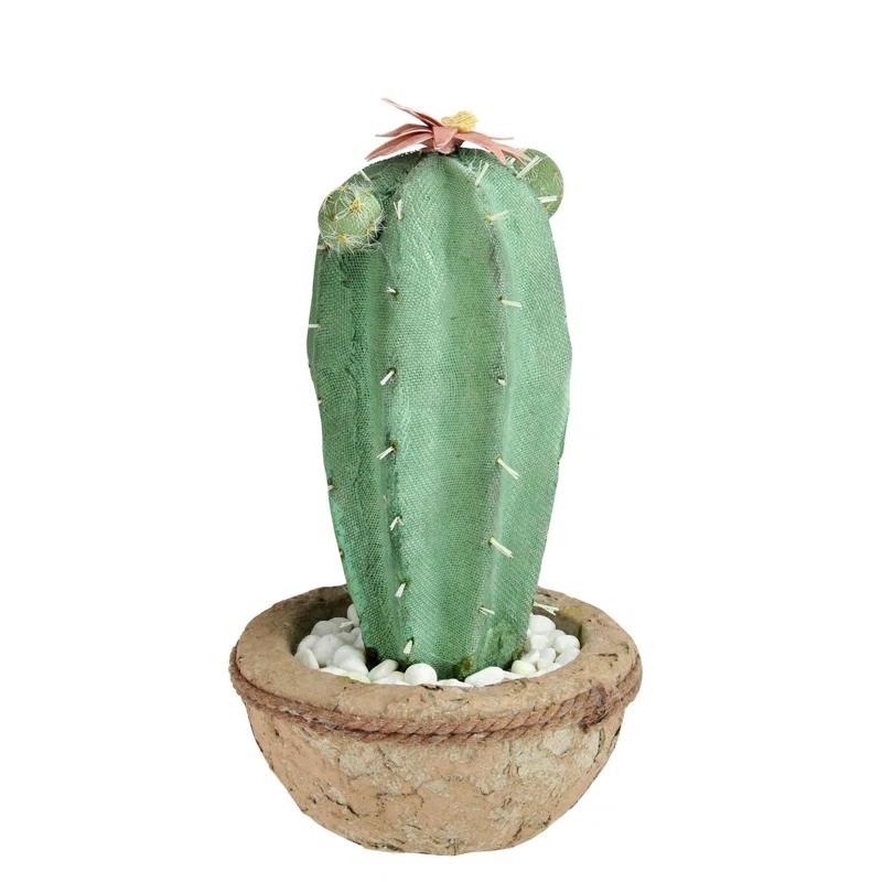 Northlight Seasonal 13.75" Potted Green and Brown Artificial Cactus Plant with Flowers