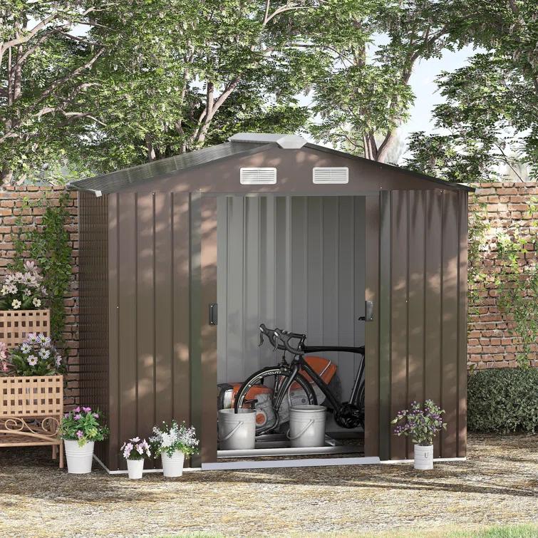 Outsunny 7 ft. W x 4 ft. D Stainless Steel Tool Shed