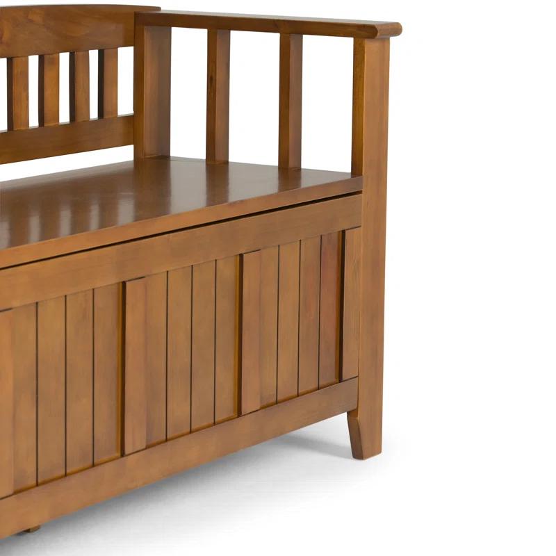 Simpli Home Acadian Solid Wood Entryway Storage Bench with Lift-Top Lid and Dual Compartments