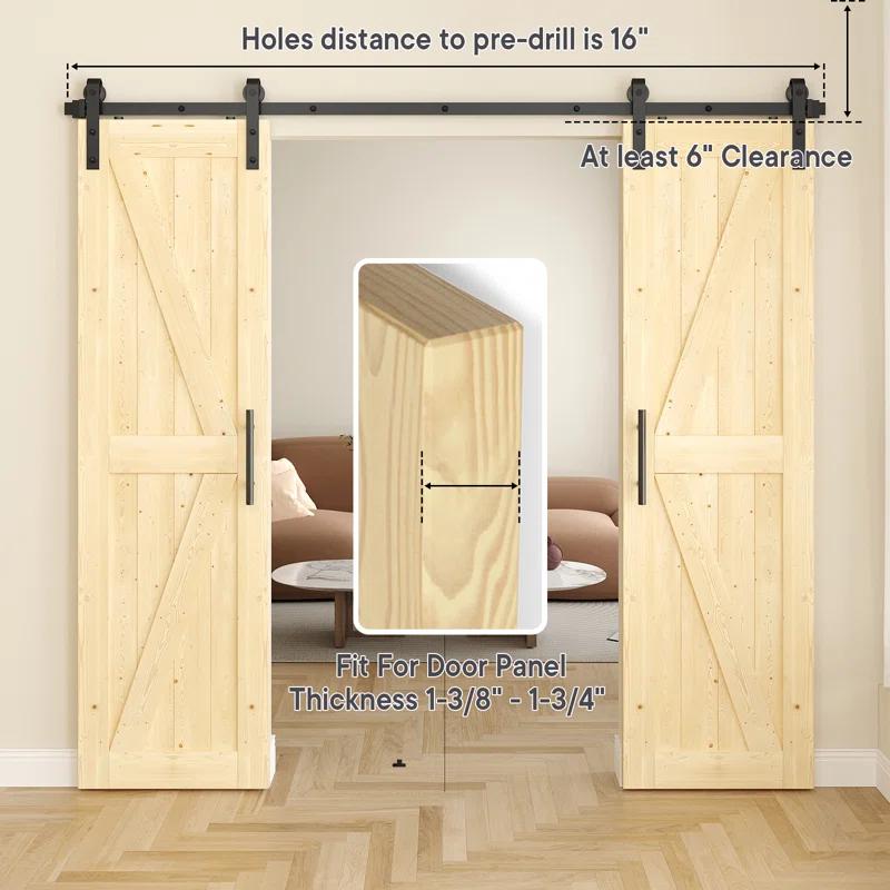 Lazio Steel Double Door Barn Door Hardware Kit