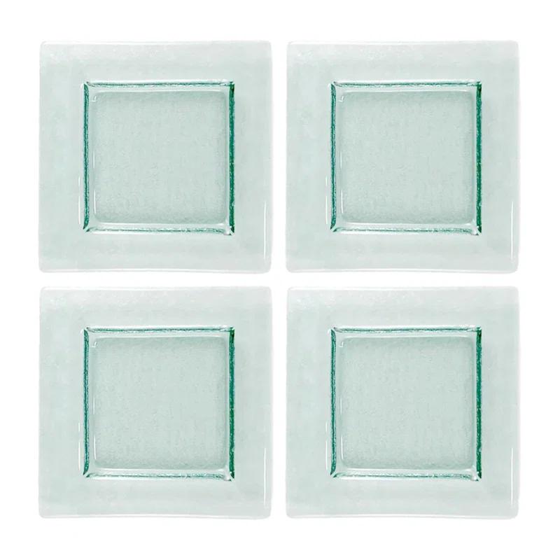 Turgla Home Glass Dinnerware 6" x 6" Square Transparent  Glass Plate (Set of 4) (Set of 4)