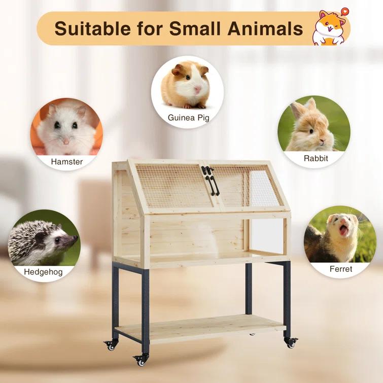 Tucker Murphy Pet™ Wooden Hamster Cage With Storage Shelf,Ventilated Small Animal Cage For Guinea Pig,Rat,Hedgehog,Chinchilla,Large Hamster Cages And Habitats With Acrylic Panels & Reviews | Wayfair