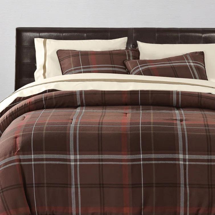 Paseo Road by HiEnd Accents Jackson Brown Red Plaid Western Lodge Modern Rustic Comforter Set