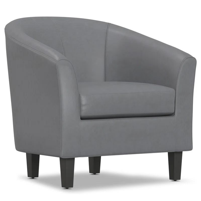 Simpli Home Austin 30"W Upholstered Vegan Faux Leather Contemporary Tub Accent Chair with High Arms and Deep Seat
