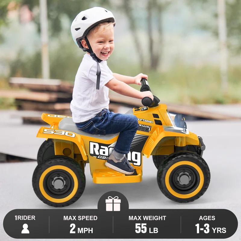 ANPABO 6V 7Ah Powered Ride-on Toy, Electric 4-Wheeler ATV Car w/ Horn, Music Player, Headlight for Kids