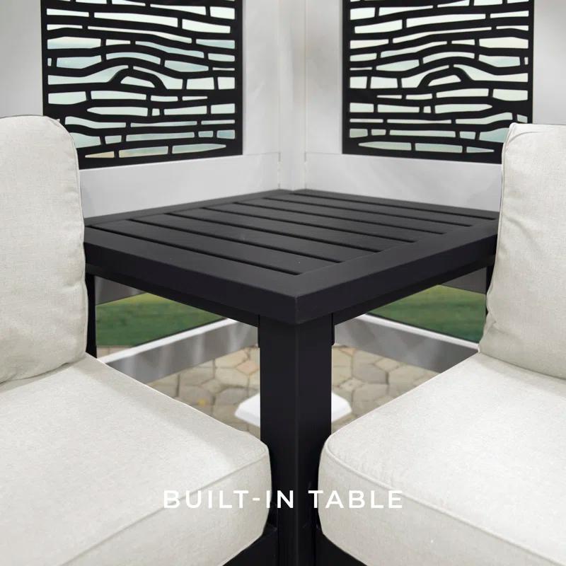 Backyard Discovery Backyard Discovery Ridgedale 12' x 8' Modern Galvanized Steel Cabana Corner Pergola with Shade Sail Canopy and Conversation Seating