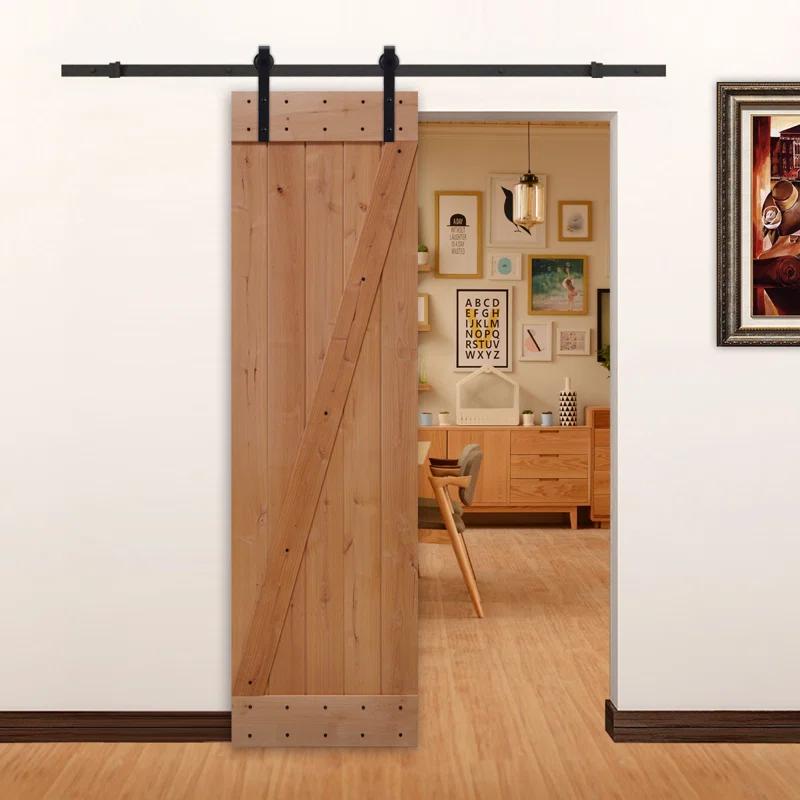 Lubann American 84'' Solid Wood Barn Doors Barn Door