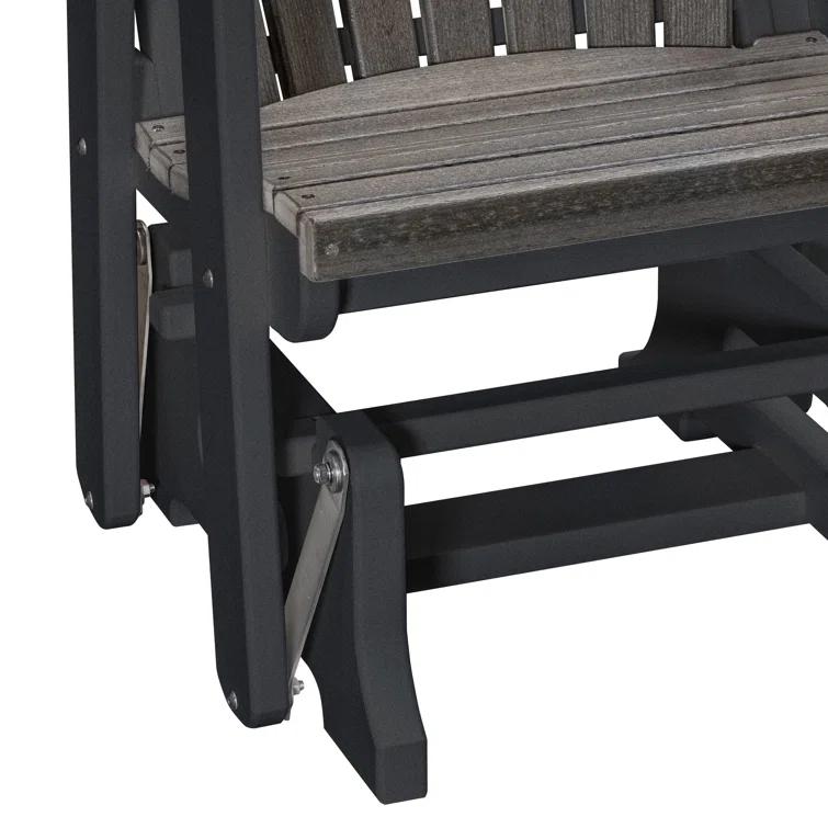 Rosecliff Heights Double Glider With Center Table In Birchwood High Density Polyethylene With A Tudor Base