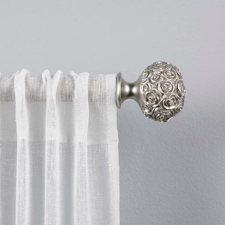 Rosdorf Park Etheredge Exclusive Home Peony 1" Curtain Rod and Coordinating Finial Set, Adjustable
