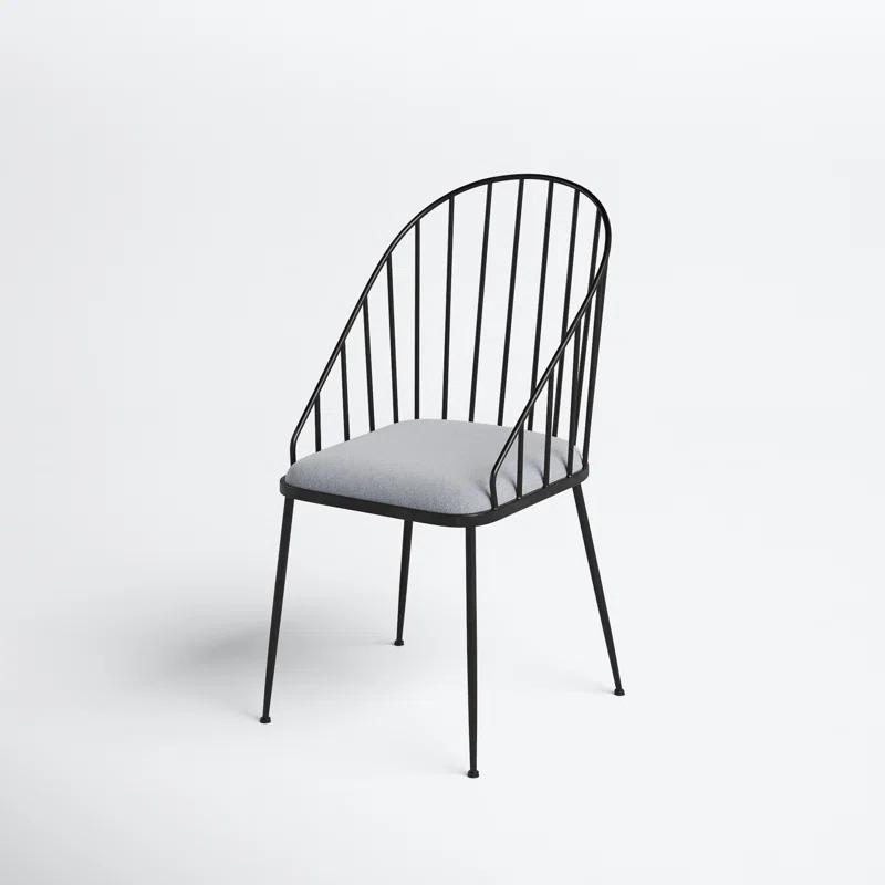 Marlowe Upholstered Metal Windsor Back Side Chair in Black