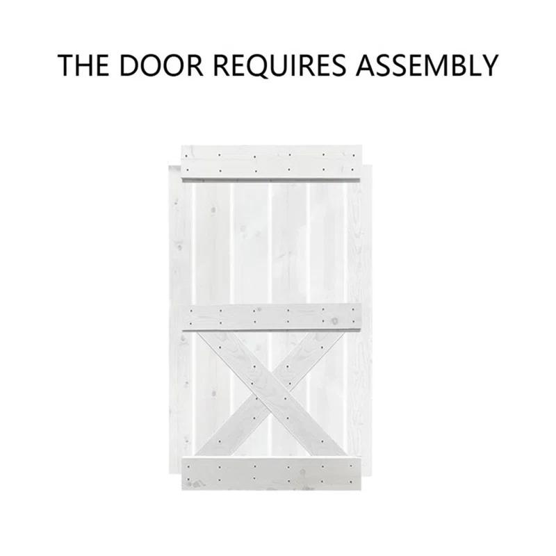 Calhome 36'' x 84'' Solid Wood Paneled Painted with Installation Hardware Kit Barn Door