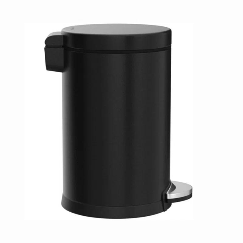 Black Stainless Steel Round Pedal Trash Can