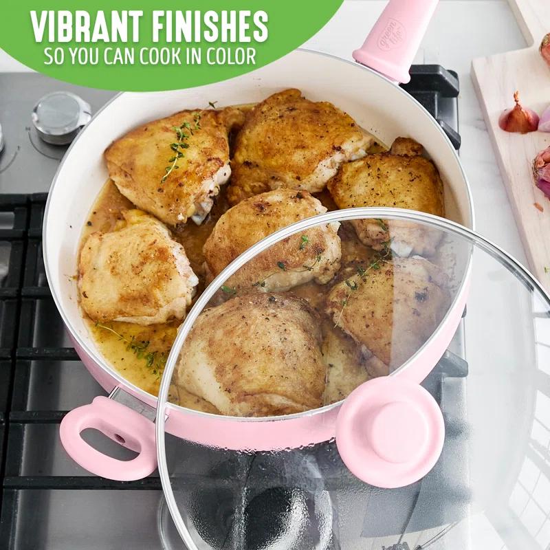 GreenLife GreenLife Soft Grip Healthy Ceramic Nonstick, 5QT Saute Pan Cooker With Helper Handle And Lid