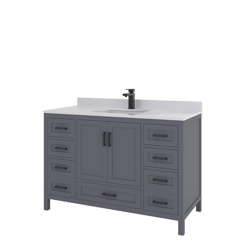 Rooh 48'' Single Bathroom Vanity with White Quartz Top