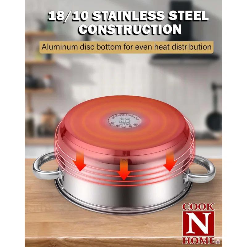 Cook N Home Cook N Home 5.5-quart Sauce Pot Stainless Steel Stockpot With Glass Lid, Basics Saucier Casserole Stock Pot