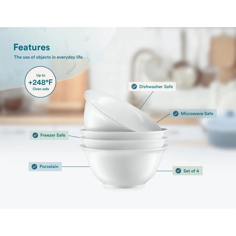 kook kook 41 Oz. Ceramic Salad Bowl (Set Of 4)