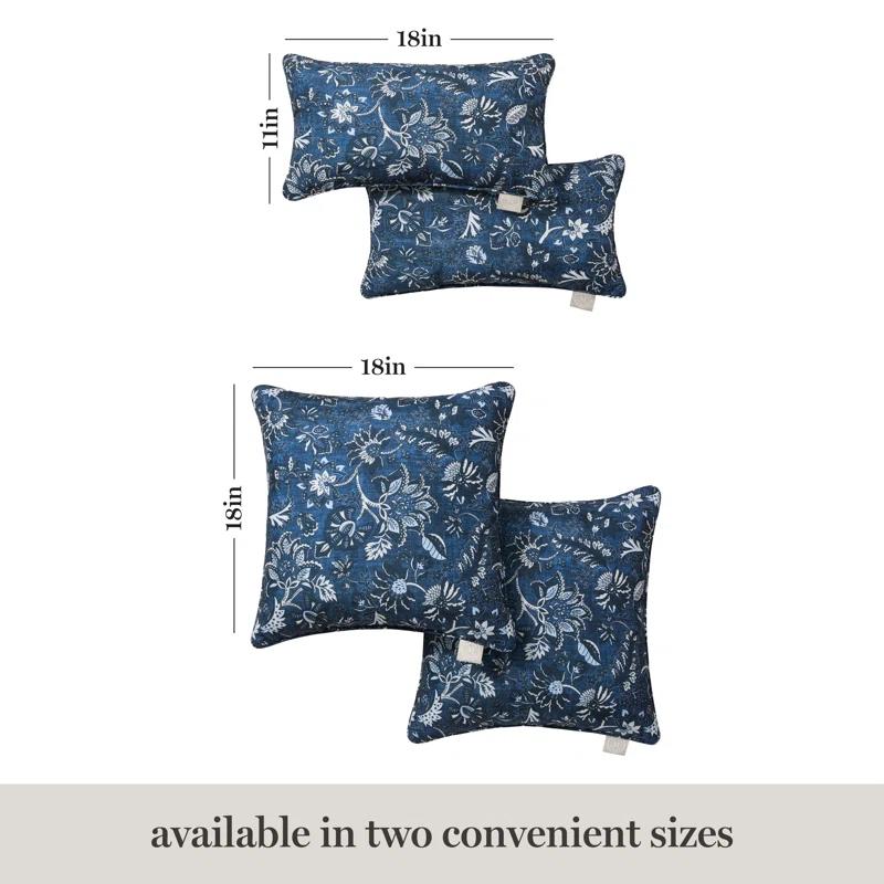 Martha Stewart MARTHA STEWART Distressed Jacobean Indoor Outdoor Lumbar Pillow 2-Pack Set, 18" (Set of 2)