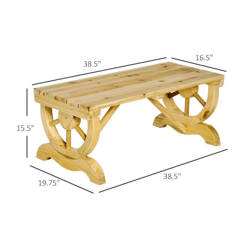 Millwood Pines Outdoor Wagon Wheel Porch Bench For Backyard Garden