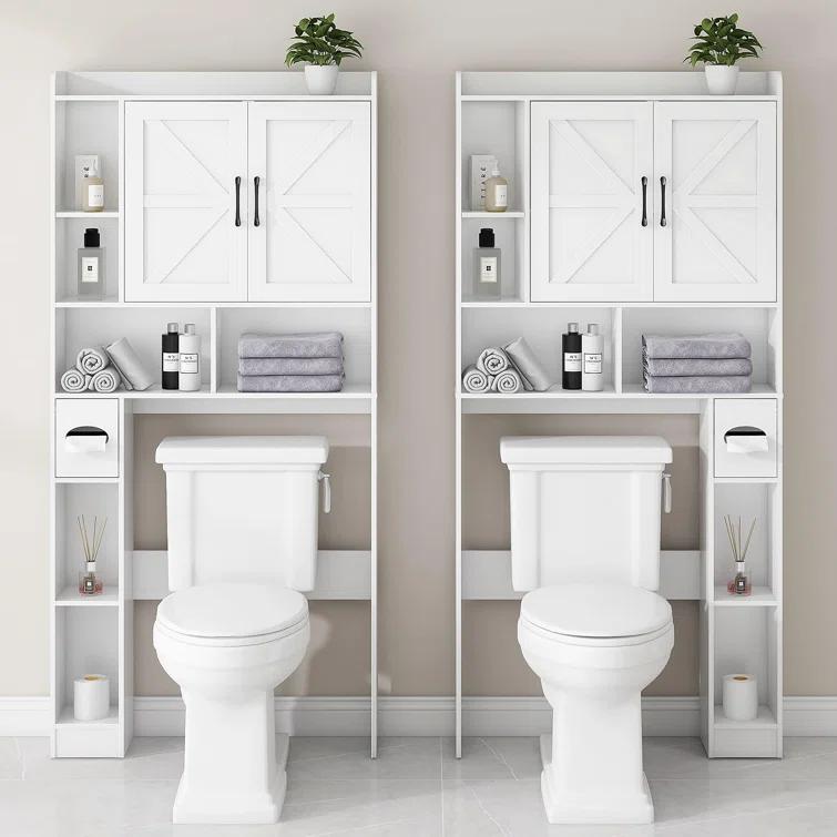 Gracie Oaks Farmhouse Storage Cabinet Over Toilet With 2 Barn Door