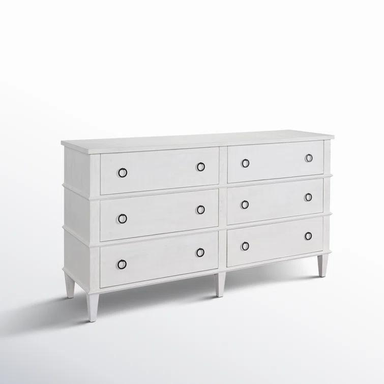 White Farmhouse Double 6-Drawer Dresser