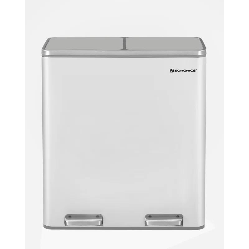 Songmics 2 x 8 Gallon Stainless Steel Multi-Compartments Trash Can with 15 trash bags