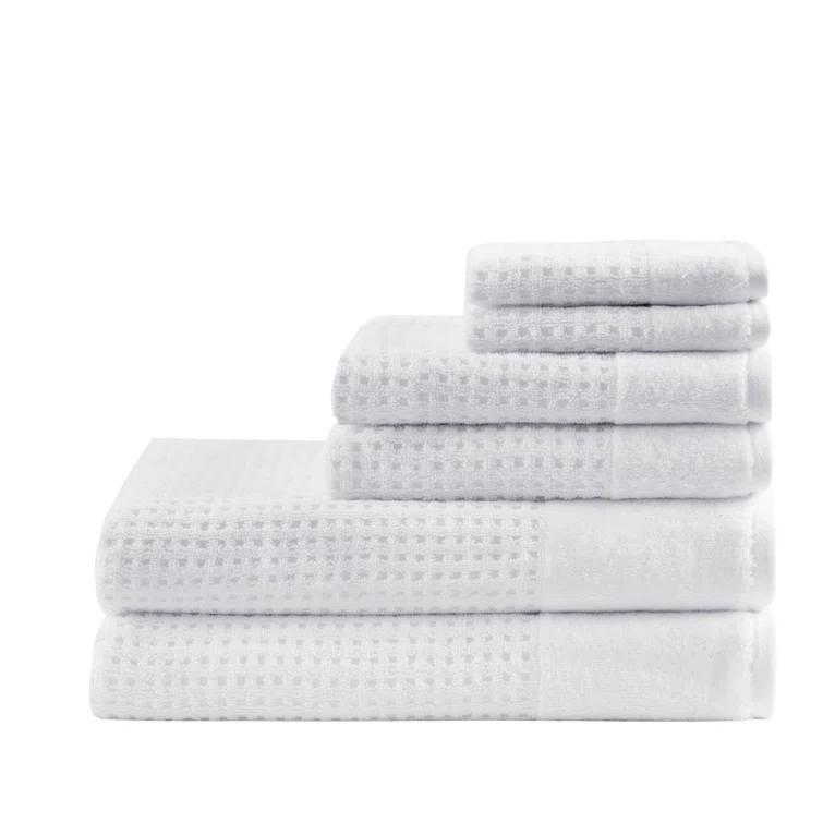 Madison Park Spa Waffle Cotton Jacquard Antimicrobial Bath Towel 6 Piece Set