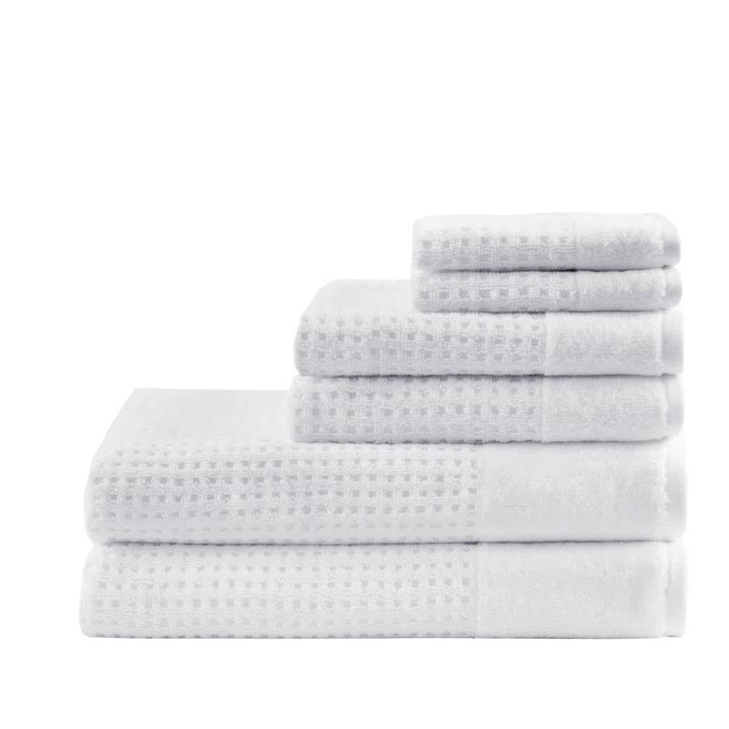 Madison Park Spa Waffle Cotton Jacquard Antimicrobial Bath Towel 6 Piece Set