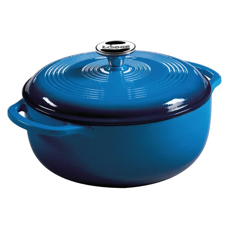 Lodge Cast Iron 4.5 Quart Enameled Dutch Oven, Blue