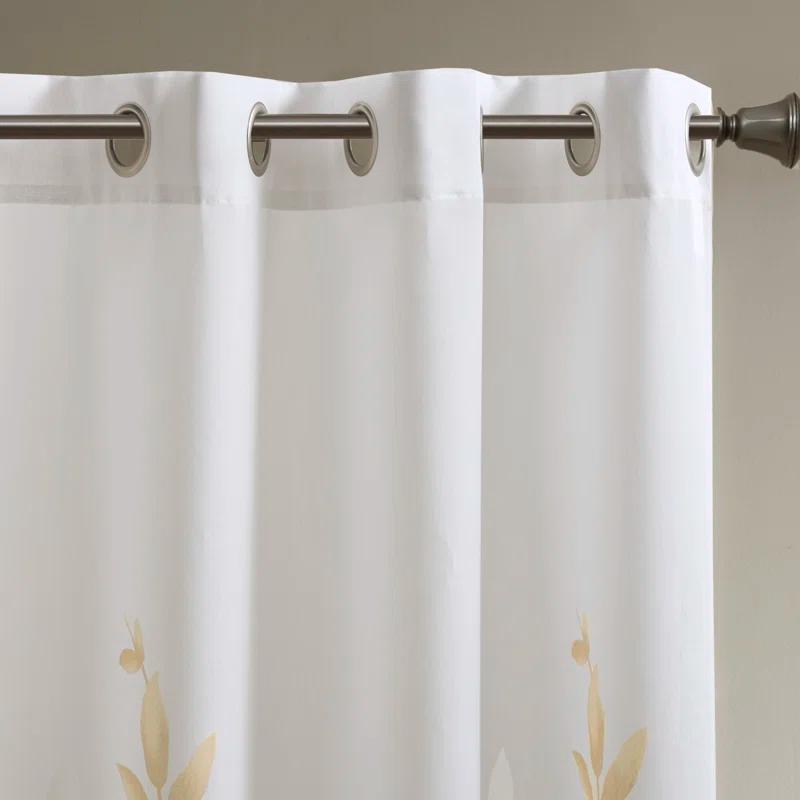 Madison Park Cecily Floral Printed Burnout Sheer Grommet Single Curtain Panel