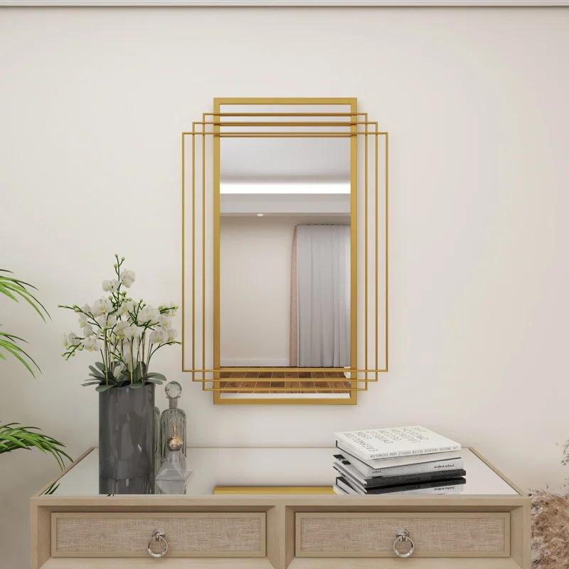 CosmoLiving by Cosmopolitan CosmoLiving by Cosmopolitan Gold Metal Geometric Wall Mirror
