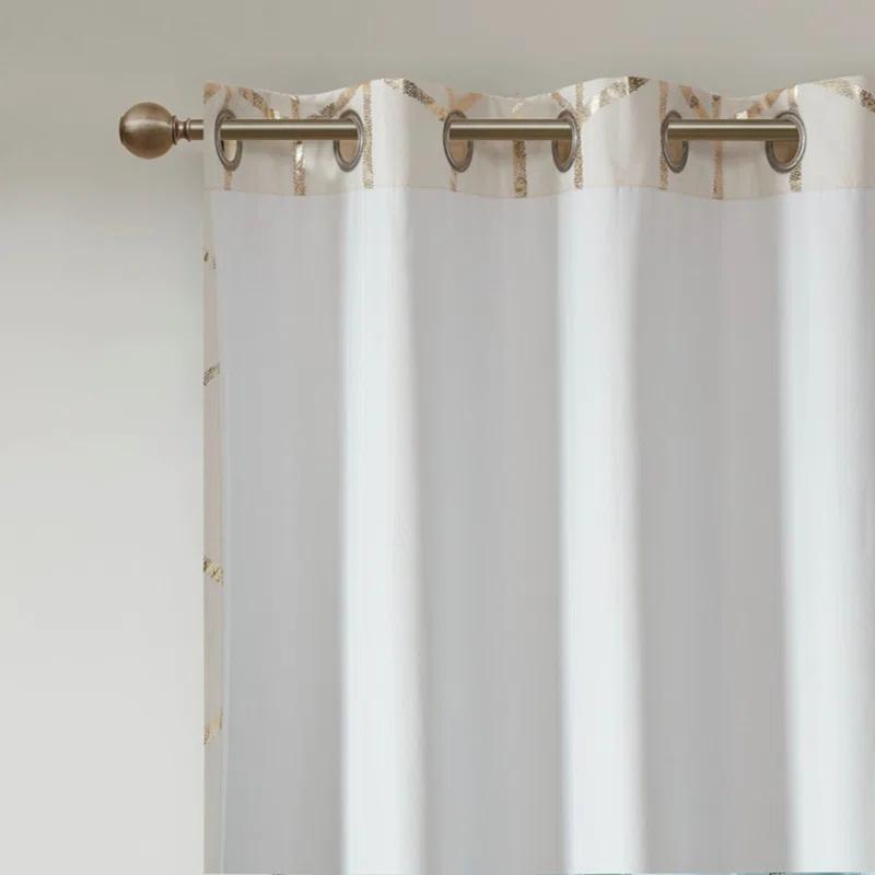 Everly Quinn Total Blackout Metallic Print Grommet Top Curtain Panel Pair (2 Pcs Window Panels)